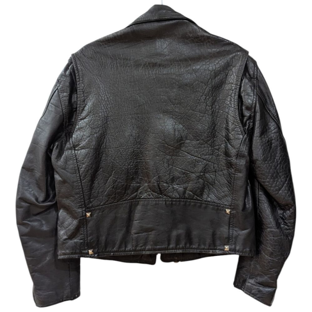 Vintage Ralph Lauren x Chaps U.S ARMY 100% Leather Moto Jacket Men's S in black - Picture 2 of 9